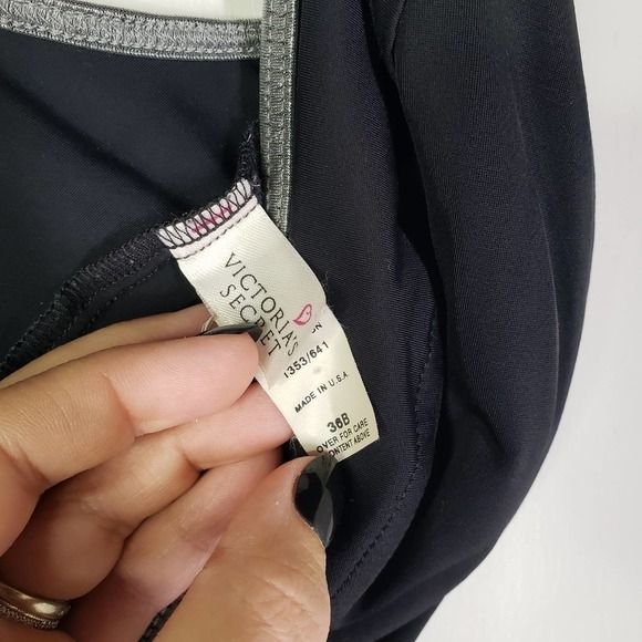 Vintage 90s Victoria's Secret One Piece Swimsuit 36B S M Underwire Silver Piping - Picture 8 of 10